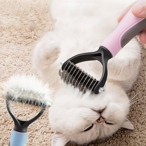 Quality Hair Removal Comb for Dogs Cat Detangler Fur Trimming Dematting Deshedding Brush Grooming Tool One/Double Side Comb