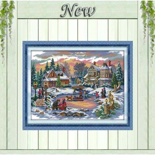 Treasure time winter castle painting counted printed on canvas DMC 14CT 11CT chinese Cross Stitch Needlework Set Embroidery kits
