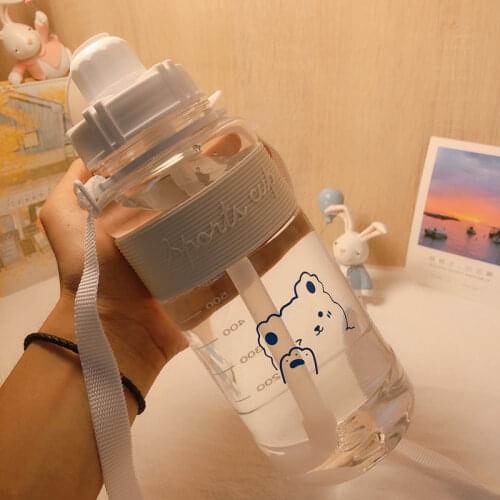 Korean Version Cups Female Students Cute Simple Plastic Cups Water Fall-proof Large-capacity Water Bottles Portable Hand Cups