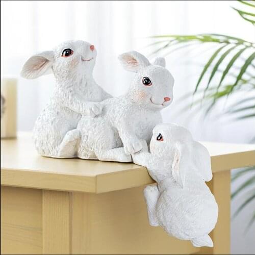 Nordic Ins Creative Office Desk Resin Rabbit Decoration Ornaments Crafts Home Furnishing Crafts Livingroom Animal Figurines Art
