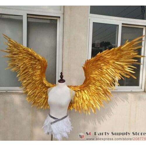 NEW!Costumed beautiful Gold angel feather wings for wedding Photography Display Party wedding decorations