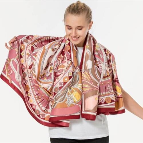 Square Silk Scarf Women Fashion Print bigl Neck Scarfs Office Lady Hair Band Foulard Hand Kerchief Female Bandana Shawl 2020