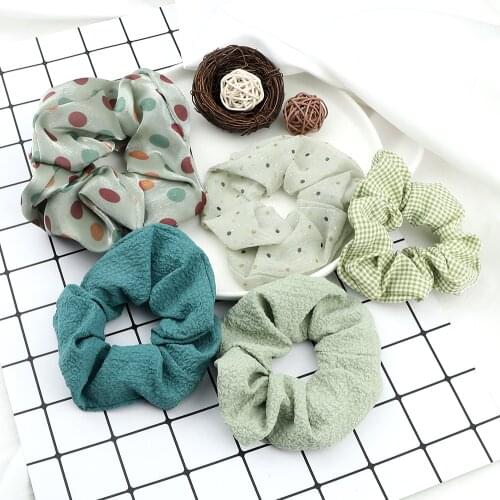 Fashion Sweet Green Style Hair Ties For Women Girls Scrunchies Hair Ribbon Ponytail Rubber Band Women Hair Accessories Ornaments