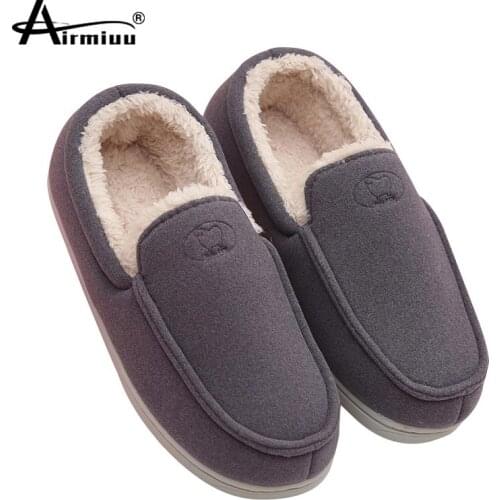 Slippers Men Women Winter Suede Upper Loafers Shoes Plush Warm Casual Male Slippers Non-Slip Home Flat Footwear Female Pantuflas