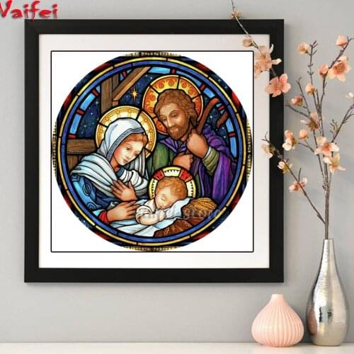 Full Square/Round 5D DIY Diamond Embroidery Religious Jesus Holy Family Christmas Diamond Painting Cross Stitch kits Rhinestone