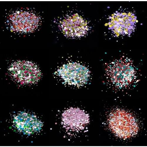 10g/Bottle Royal Gorgeous Mixed Glitter Chunky Loose Pink,Blue,Gold,Green Crystal-Drop-Rubber Manicure DIY Polyester Glitter 359