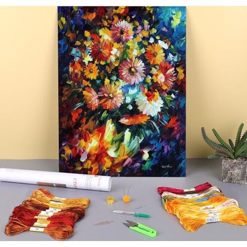Magic Bouquet Printed Canvas 11CT Cross-Stitch Embroidery Set DMC Threads Handicraft Sewing Handmade Handiwork Magic Wholesale