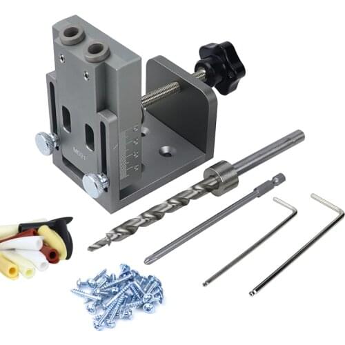Pocket Hole Jig Kit Locator With Gripper 9mm Drill Bit Wood Doweling Jig Hole Puncher For Angle Drill Guide Woodworking Tools
