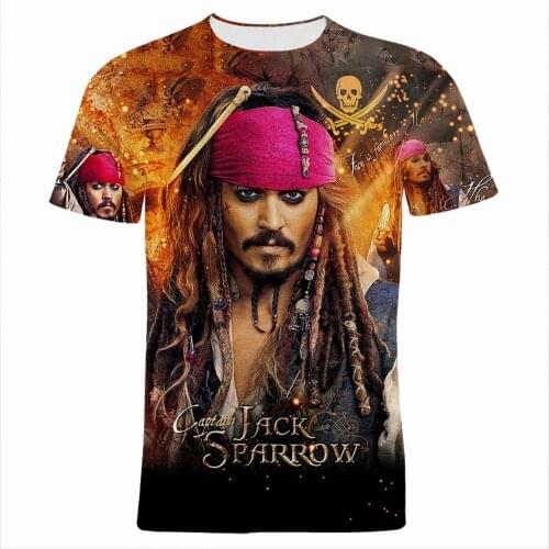 2021 New Summer T Shirt For Men Disney Pirates Of The Caribbean Boy Girl Kids Tee Shirts Oversized Womens Clothing
