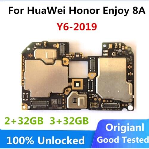 Original For HUAWEI Honor Enjoy 8A Unlocked Motherboard 2+32GB / 3+32GB 64gb Logic Board Android System Full Chips Plate Y6-2019