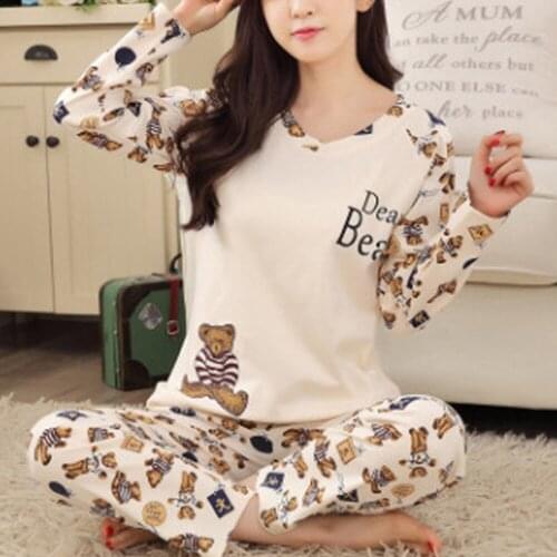 Pajamas Set Ladies Cartoon Animal Letter Printed Homewear Pajamas dropshipping Lounge Wear Sleepwear 2pcs Pajama Set