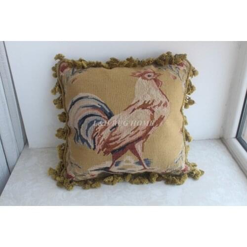 Free Shipping 16"x16" (40x40cm) Aubusson Hand Woven Cushion, 100% New Zealand Wool handmade pillow, no insertion