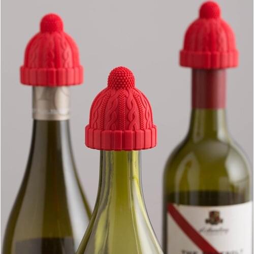 Japanese Christmas Lovely Little Red Cap Red Wine Stopper Anti Air Leakage Silicone Creative Bubble Wine Bottle Stopper