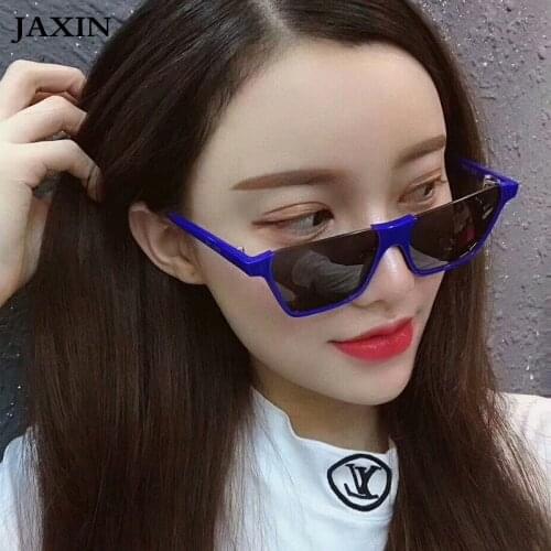 JAXIN okulary Retro Personality half frame Sunglasses Women Fashion Square big frame Sun Glasses Ms brand design goggles UV400