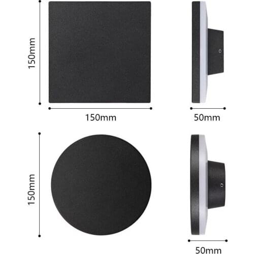 12W LED Outdoor Waterproof Wall Lamp IP54 Aluminum Light Living Room Porch Balcony Aisle Garden Exterior Wall Lighting Round