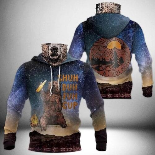 Camping Bear Hoodie 3D Printed Hoodies Harajuku Fashion Sweatshirt Women For Men Casual Pullover Hoodie Mask Warm Drop Shipping