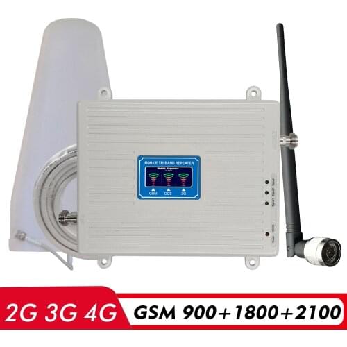 2G 3G 4G Tri Band Repeater GSM 900+DCS/LTE 1800+UMTS/WCDMA 2100 Cell Phone Signal Booster GSM LTE 2600 Cellular Signal Amplifier