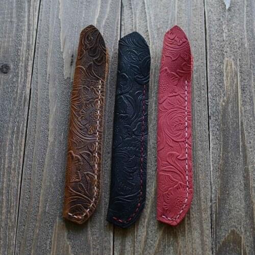 Vintage Cowhide Single Pencil Pouch Holder For Rollerball Fountain Ballpoint Pen Handmade Genuine Leather Pen Bag Case