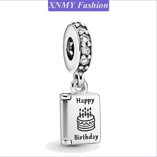 XNMY High Quality Silver Color Birthday Card Dangle Charm Pendant Fit Original Pandora Bracelet Little Girl Gift Fashion Jewelry