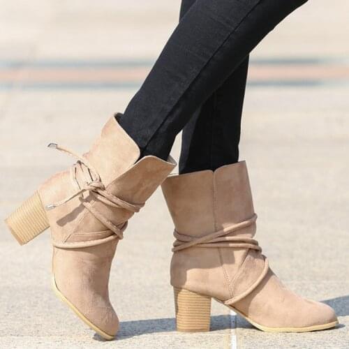 Flock Ankle Boots Women For Winter Fashion Pointed Toe heel Zipper Woman Chelsea Boots suede boots for Plus size 35-42