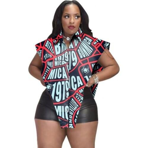 Women Shirts Letter Print Short Sleeve Turn-down Collar Single Breasted Tops Casual Fashion Streetwear 2021 Summer Clothing