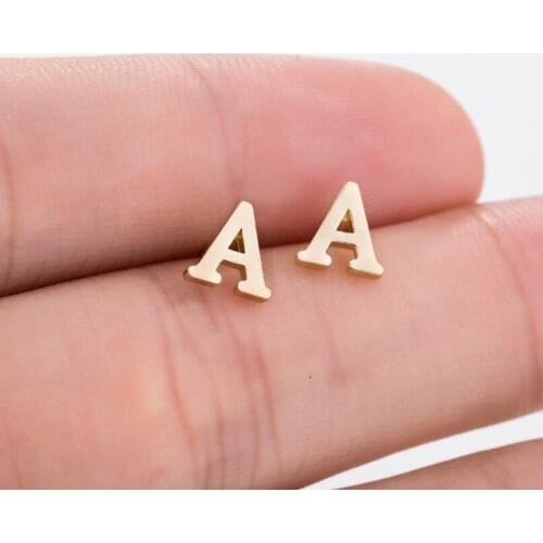 SMJEL Stainless Steel A-Z Initial Letter Earrings for Women Personalize Name Jewelry Alphabet Stud Earrings Kids Birthday Gift