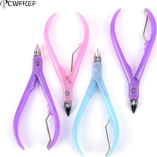 1Pc Manicure Stainless Steel Scissors Nail Cuticle Clippers Random Color