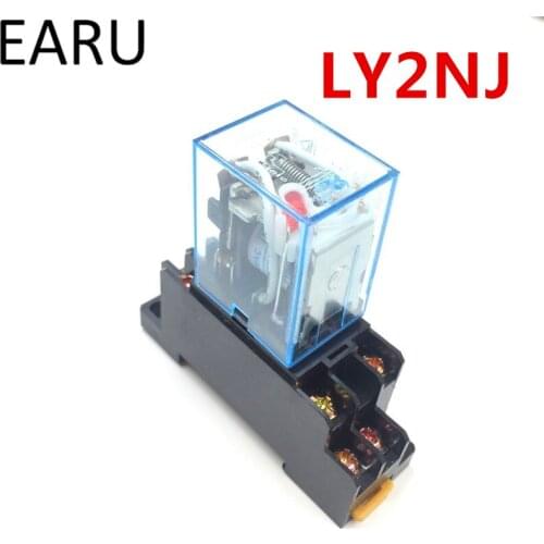 1Pc LY2NJ HH62P HHC68A-2Z Electronic Micro Mini Electromagnetic Relay 10A 8PIN Coil DPDT With Socket Base DC12V,24V AC110V,220V