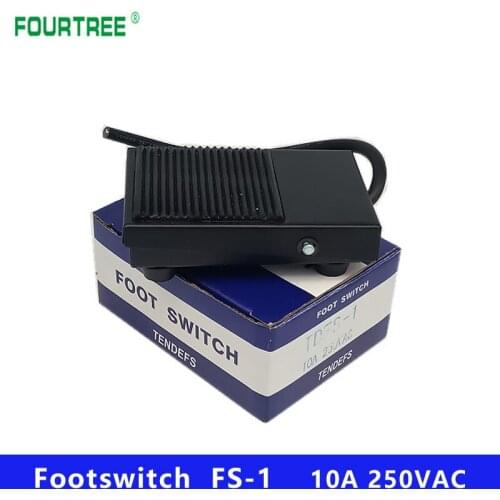 1PCS Footswitch Iron Shell Foot Momentary Control Switch Electric Power Pedal SPDT TDFS-1 10A 250VAC Self-reset Short Wire