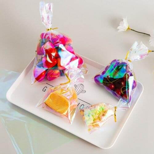 10pcs Bags+Wire Ties Multicolour Plastic Gifts Packaging Pouche Birthday Wedding Party Bakery Cookies Snack Biscuit Candy Pouche