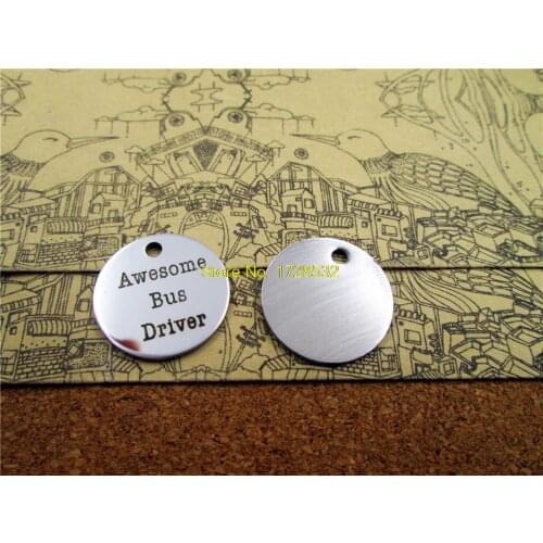 10pcs-stainless steel Charms "awesome bus driver"DIY Charms Pendants for necklace/bracelet/keychain DIY jewelry