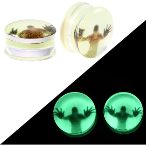 2Pcs/lot Acrylic Glow in the Dark Ear Gauges 3D Earring Saddle Plugs Tunnels Expander Piercing Ear Stretching Jewelry 10mm-20mm
