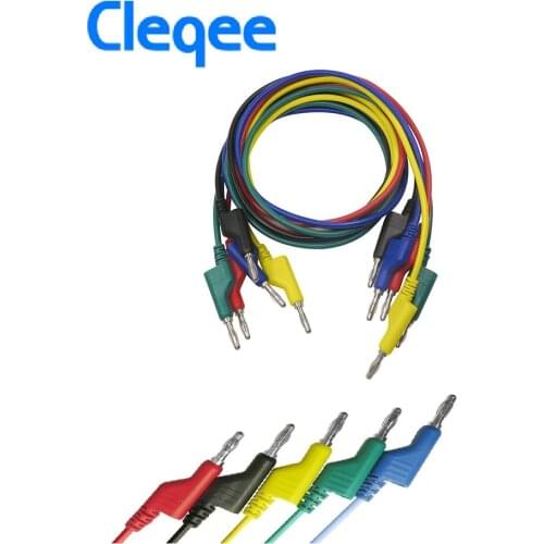 2018 Cleqee P1036 1Set 5pcs 1M 4mm Banana to Banana Plug Test Cable Lead for Multimeter 5 Colors