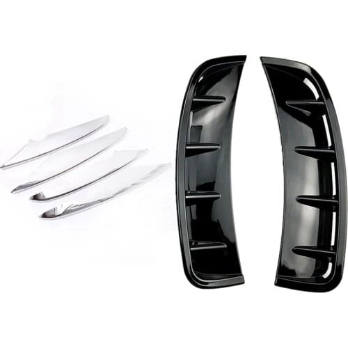 4 Pcs Air Intake Grille Strips Trim Car Accessories & 2 Pcs Front Bumper Air Outlet Stickers Trim Cover