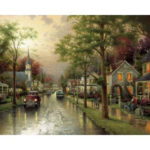 A6704 11CT/14CT/18CT/25CT/28CT oil street patterns Counted Cross Stitch DIY Cross Stitch Kits Embroidery Needlework Sets
