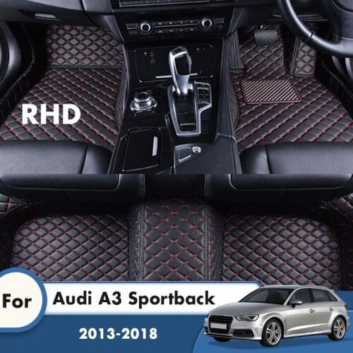 RHD Car Floor Mats For Audi A3 Sportback 2018 2017 2016 2015 2014 2013 Custom Leather Car Accessories Interior Styling Carpets
