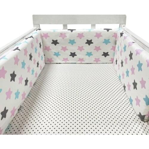 Baby Bed Crib Bumper U-Shaped Detachable Zipper Cotton Newborn Bumpers Infant Safe Fence Line bebe Cot Protector Unisex
