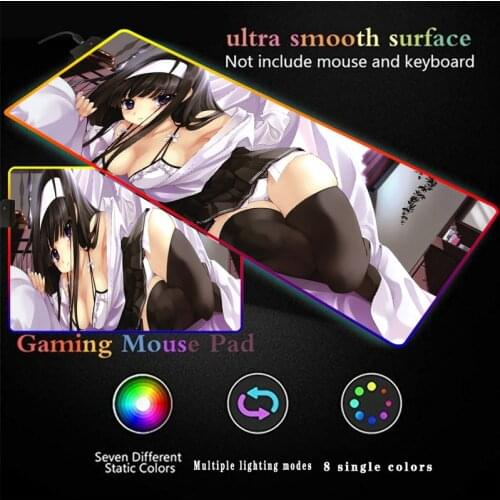 Big Breasts Computer Gaming Mouse Pad Anime Mause Pad Large Mouse Mat RGB Mouse Pad XXL Backlit Mat Desk Mauspad with Backlight