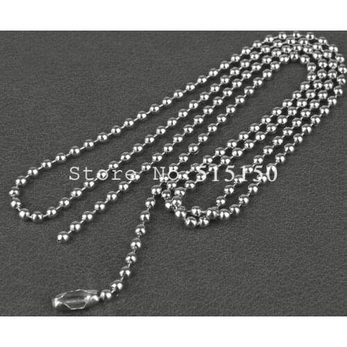 Free Shipping 23.6"3.2MM Width Silver Color 316L Stainless Steel Bead Chain Necklace Men Women Fashion Jewelry