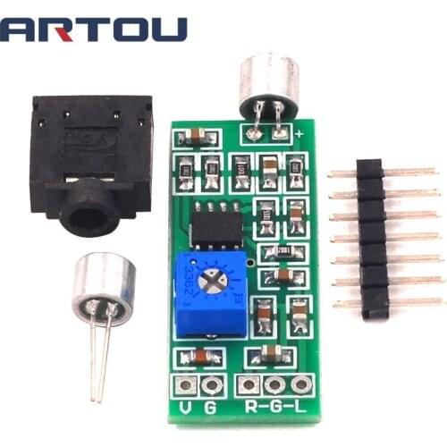 Dual channel output microphone pickup amplifier module gain adjustable amplifier circuit module sound amplification