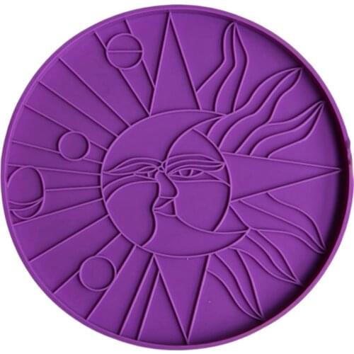 Crescent Moon and Sun Coaster Resin Mold Line Art Sun with Star Face Round Molds Drop Silicone Mold Resin Mold
