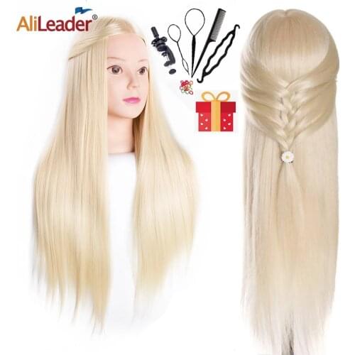 Alileader 65Cm Mannequin Head With Hair Training Head Hair Practice Barber 7 Styles Hair Training Head For Hairstyles Free Gift