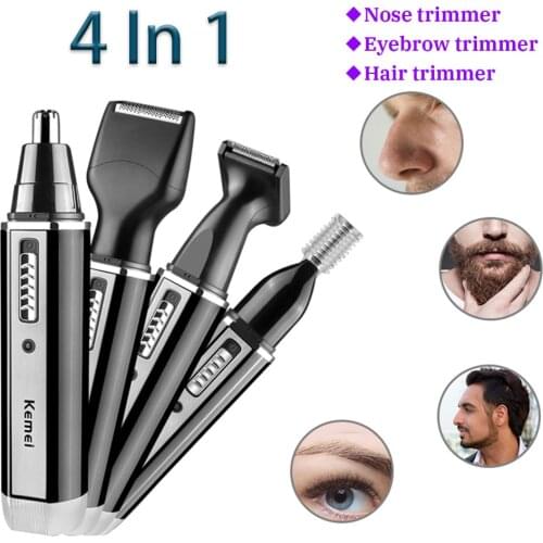 Kemei KM - 6630 4 In 1 Rechargeable Hair Beard Eyebrow Ear Nose Shaver Personal Care Clipper Shaver Trimmer Electric Kits