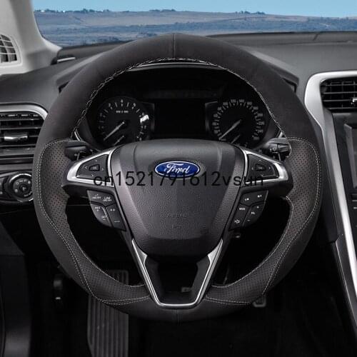 DIY Top Leather Auto Custom Fit Steering Wheel Covers For Ford Kuga Focus Edge Mondeo Ecosport Taurus 2018-20 Accessories