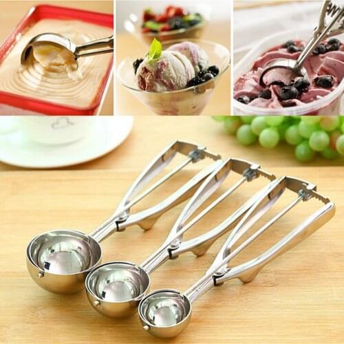 Kitchen Toys Ice Cream Mash Potato Scoop Stainless Steel Spoon Spring Handle Kitchen Accessory Ball Digging Spoon Wholesale