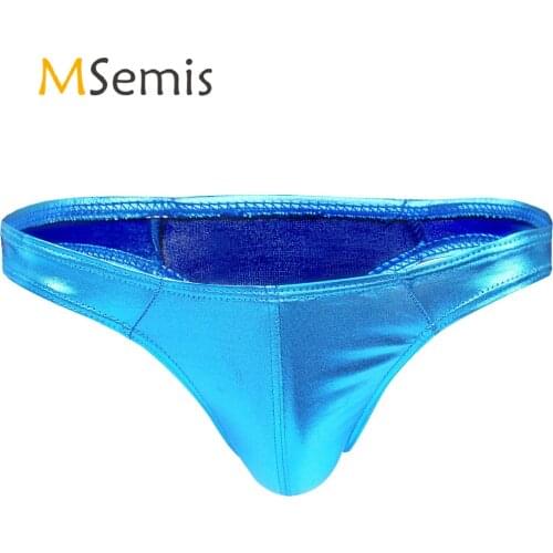 Swimwear Mens Lingerie Bikini Underwear Shiny Patent Leather Thong Briefs Underpants