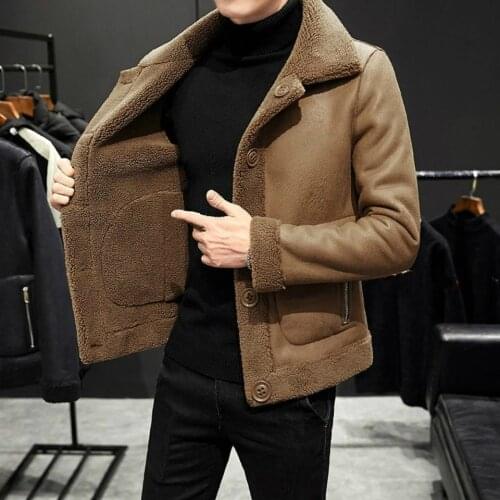 Men Winter Faux Fur Coat Vintage Double Sided Oversized Jacket 4xl 5xl Thick Velvet Cotton Faux Leather Jacket Windbreaker Boys