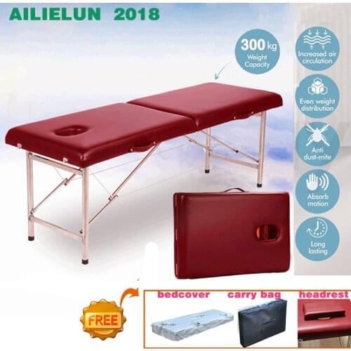 Folding Beauty Bed 180cm length 60cm width Professional Portable Spa Massage Tables Foldable with Bag Salon Furniture Wooden