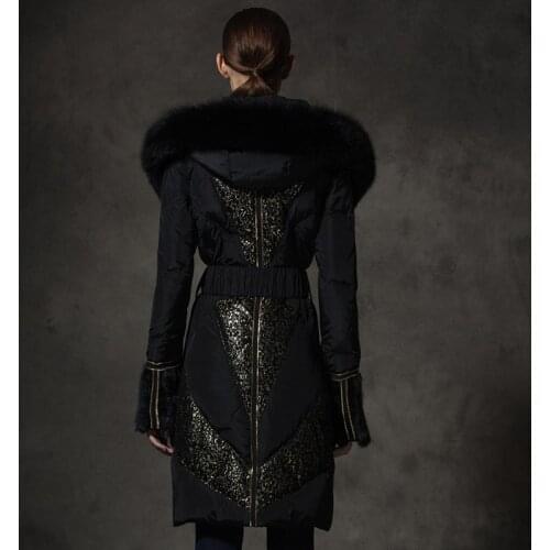 Royalcat Fashion Down Jackets 2020 Winter Jacket Duck Down Parka Mid length slim lace womens thickened down Coat Outerwear