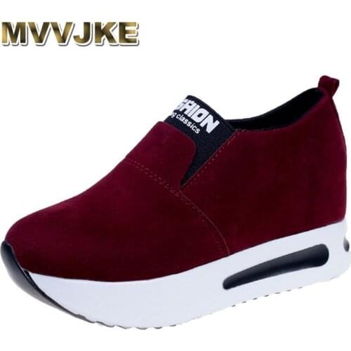 MVVJKE Autumn Women Creepers Height Increase Shoes Women Casual Slip On Moccasins Platform Woman Elastic Band FootwearE054